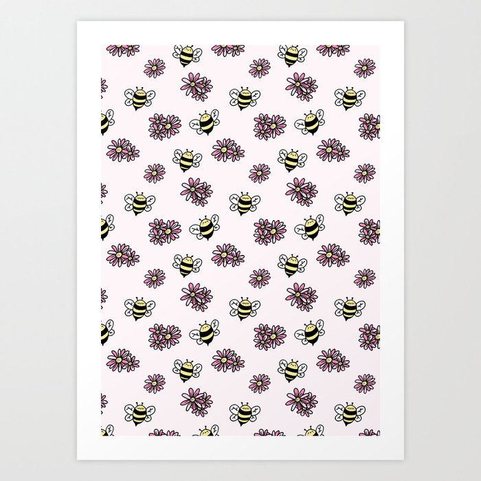 Bees Pattern Art Print