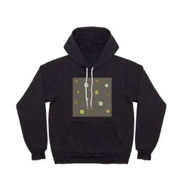 Atomic Age Starburst Planets Dark Gray Yellow  Hoody