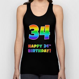 [ Thumbnail: HAPPY 34TH BIRTHDAY - Multicolored Rainbow Spectrum Gradient Tank Top ]