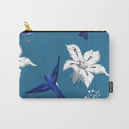 Mountain bluebird pattern Carry-All Pouch | Homedecor, Print, Mountain, Floral, Vintage, Bluebird, Nature, Green, Cute, Patternbirds 