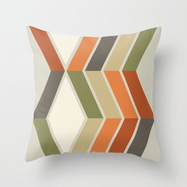 Mid Century Modern Diagonal Stripes Green Orange Throw Pillow