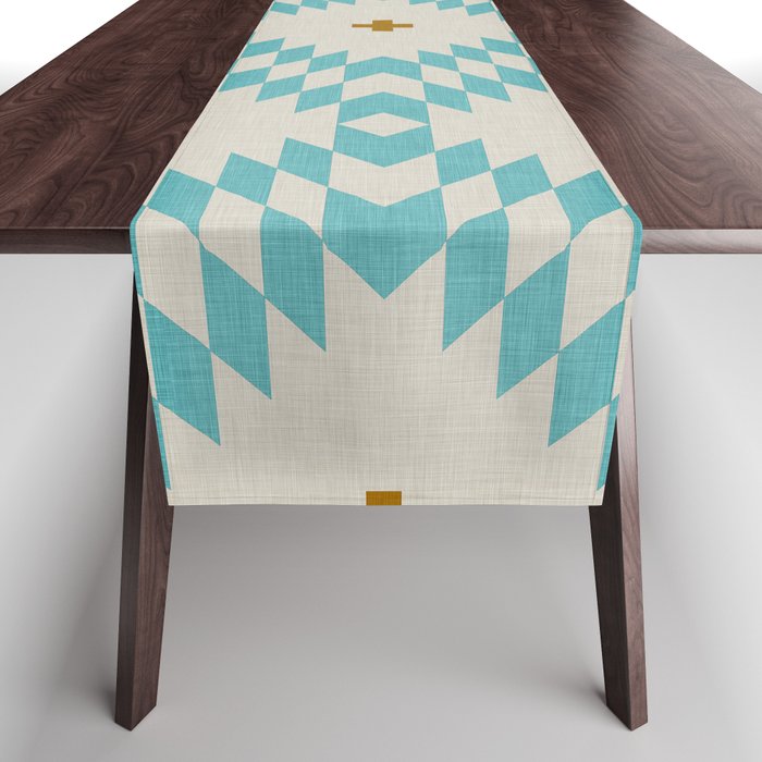NATIVE NATURAL PLUS TURQUOISE Table Runner