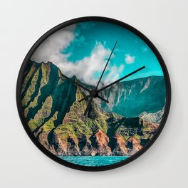 Na' Pali Coast, Kauai, Hawaii Wall Clock | Sceniclandscape, Tropical, Island, Coast, Landscape, Turquoise, Color, Kauai, Mountains, Beach 