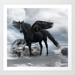 Black Pegasus Art Print