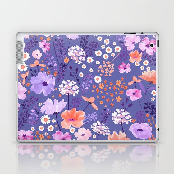 Very peri watercolor flowers Laptop & iPad Skin