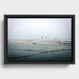 Ocean City Seagulls in Flight Framed Canvas
