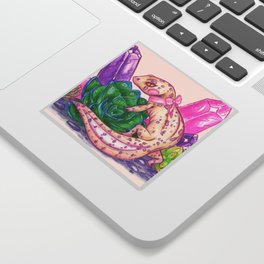 Pastel Leopard Gecko with Crystals and Succulents Sticker