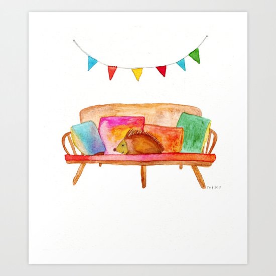 Porcupine hanging out Art Print