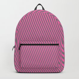 [ Thumbnail: Gray & Hot Pink Colored Stripes/Lines Pattern Backpack ]