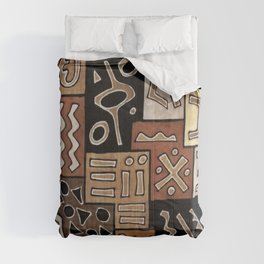 Brown and Black Abstract Mud Cloth Print Comforter