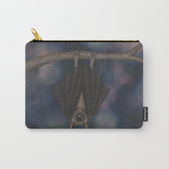 little brown bat asleep on a branch Carry-All Pouch