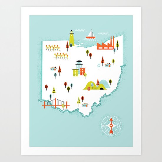 Ohio Map Art Print