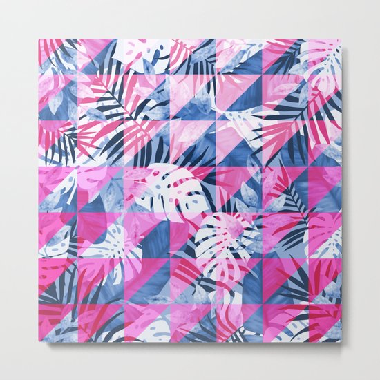 Abstract Hot Pink Geometric Tropical Design Metal Print