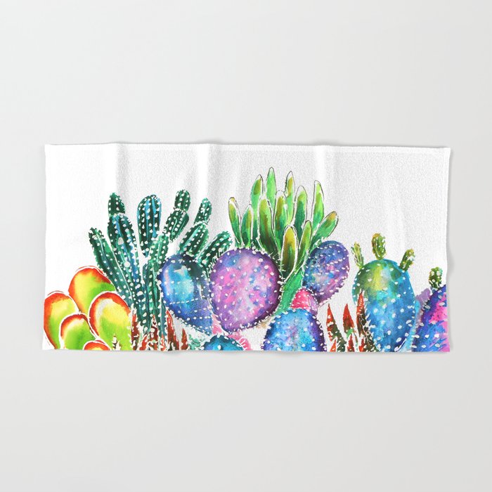 Rainbow Cactus Hand & Bath Towel by emmakaufmann Society6