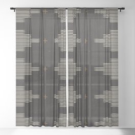 Southwestern Minimalist Black & White Sheer Curtain