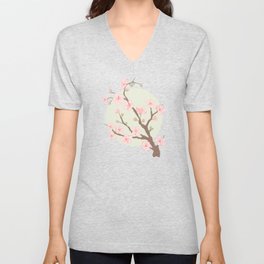 Blooming Cherry Blossoms V Neck T Shirt