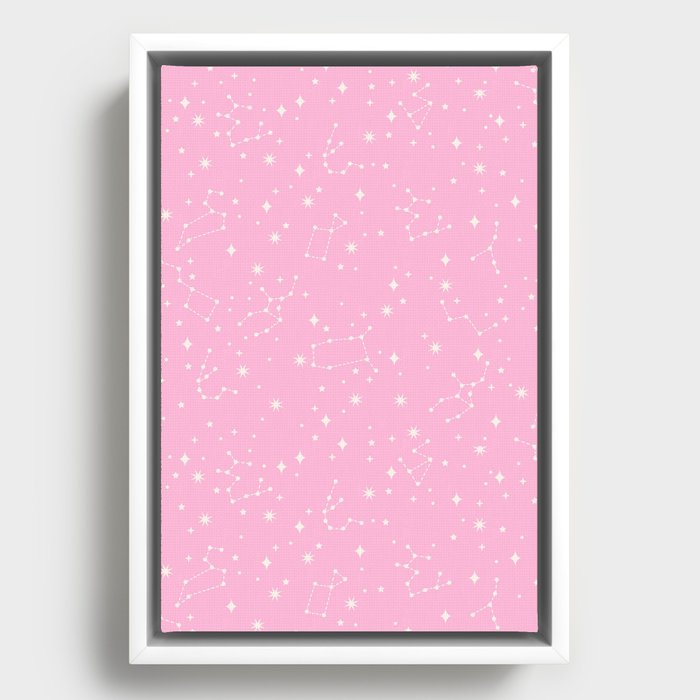 Pink Constellations Framed Canvas
