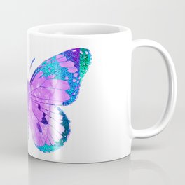Pink-Lilac Butterfly With Glitter Blue Trim Coffee Mug