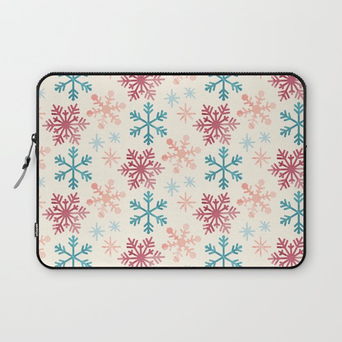 Christmas Pattern Watercolor Snowflake Pink Blue Laptop Sleeve