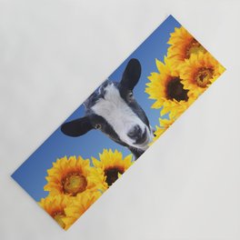 Goat in Sunflower field Yoga Mat