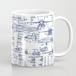 F-18 Blueprints // Blue Ink Mug