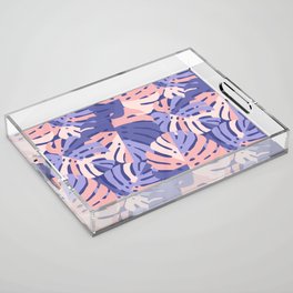 Color Block Monstera Leaves - Purple + Pink Acrylic Tray