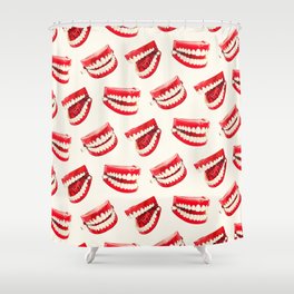 Chatter Teeth Pattern - White Shower Curtain
