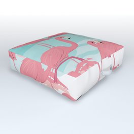 Kitschy Retro Flamingos Outdoor Floor Cushion