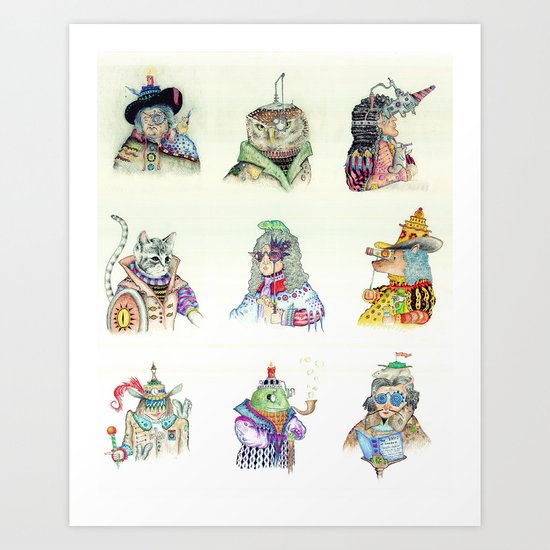 9 Characters Art Print