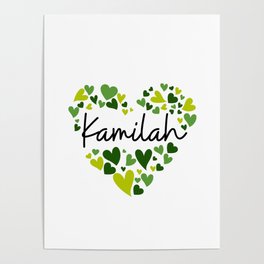 Kamilah, green hearts Poster