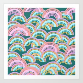 Rainbow pattern - pink and green Art Print