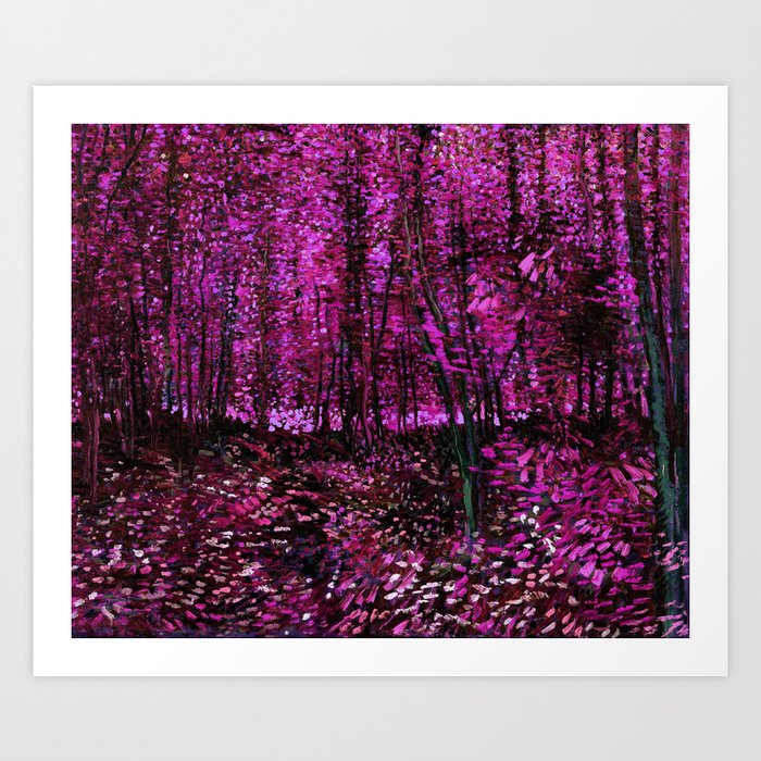 Vincent Van Gogh Trees & Underwood Pink Purple Art Print