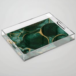 Gold and Emerald Marble I Acrylic Tray