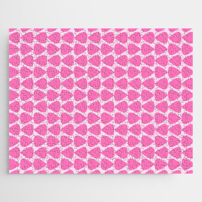 Plectrum Mini Geometric Abstract Pattern in Bright Pink and Light Pink Jigsaw Puzzle