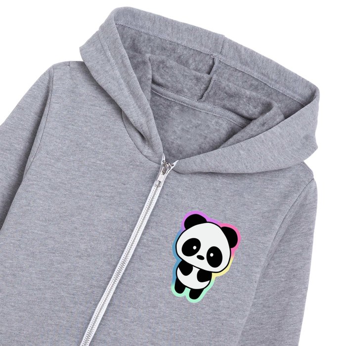 Cute Giant Panda with Rainbow Outline Kids Zip Hoodie