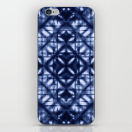 Dark indigo blue diamond squares iPhone Skin