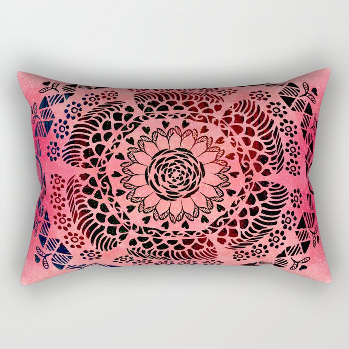 Pink Galaxy Mandala Rectangular Pillow