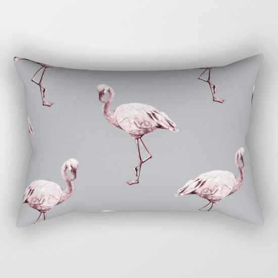 Simply Flamingo on Concrete Gray Rectangular Pillow