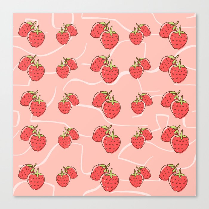 Cute Pink Strawberry Pattern Canvas Print