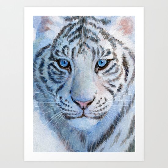 White Tiger Cub 852 Art Print