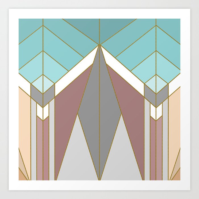 Art Deco G2 Abstract Geometric Art Print By Absentisdesigns