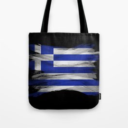 Greece flag brush stroke, national flag Tote Bag