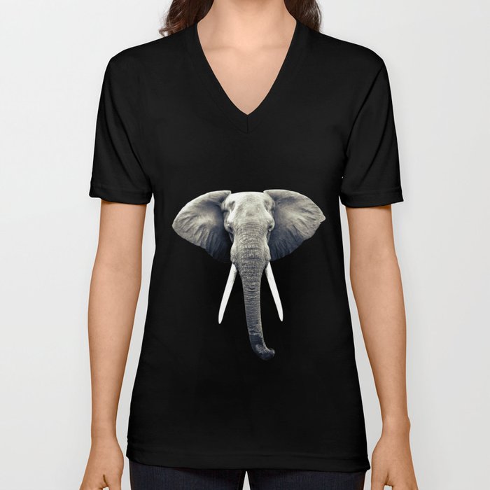 Elephant Portrait V Neck T Shirt