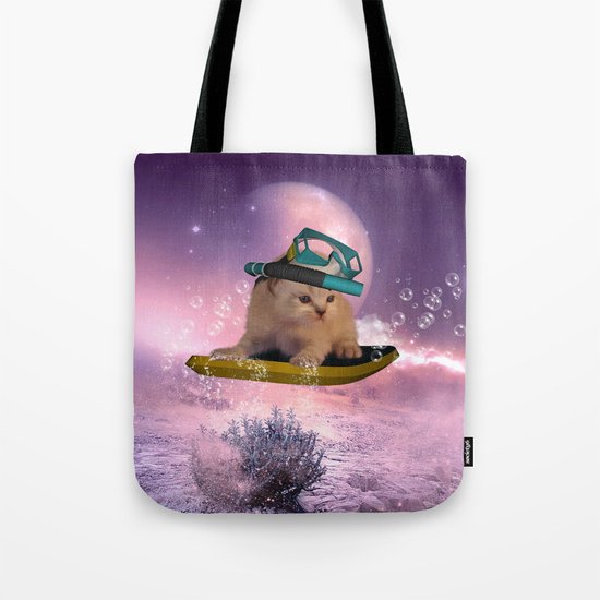 Cute surfing kitten Tote Bag