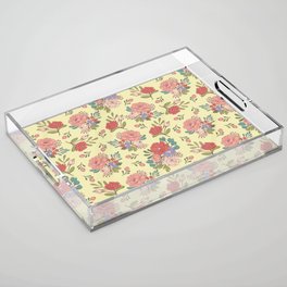 Vintage Florals - Yellow Acrylic Tray