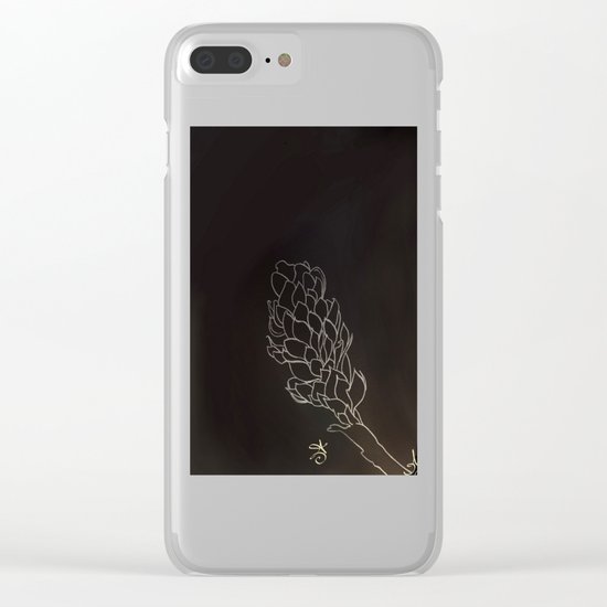 Black and White Alpinia purpurata – Red Ginger Flower, Bogota, Colombia Clear iPhone Case