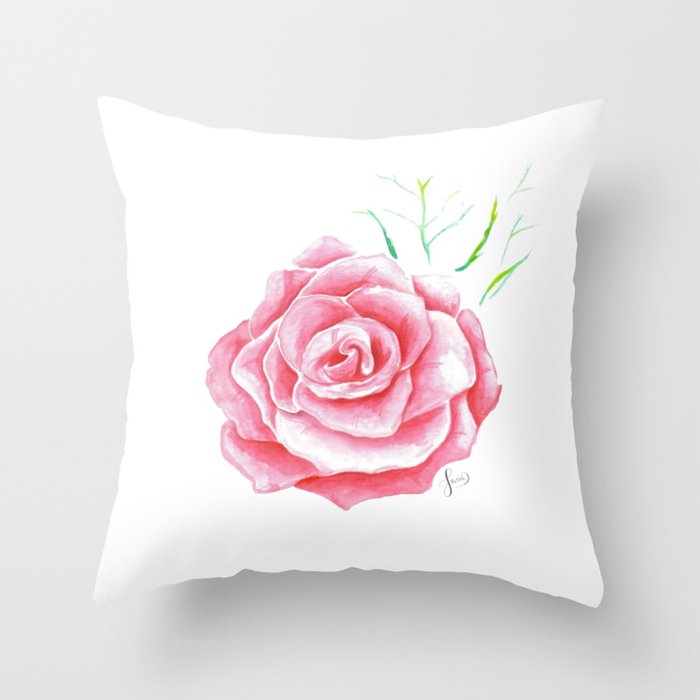 Rose Aquarell Throw Pillow