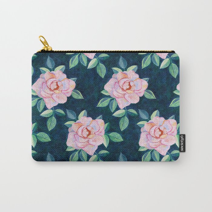 Simple Pink Rose Oil Painting Pattern Carry-All Pouch