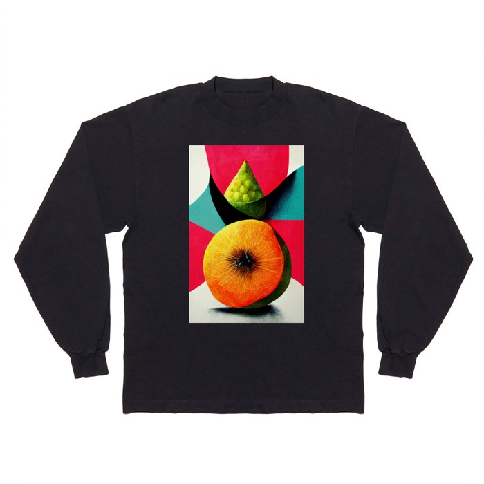 Inner Fruit - Abstract Minimalist Digital Retro Poster Art Long Sleeve T Shirt