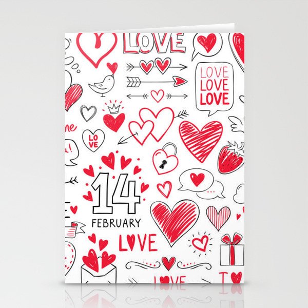 Valentine Doodle Stationery Cards